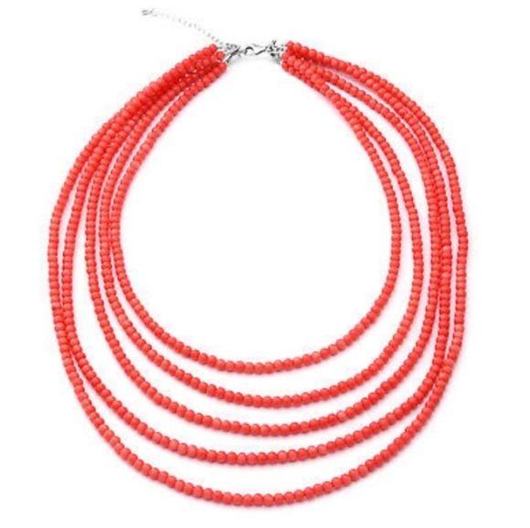 🔥✨️925 SS GENUINE ENHANCED PINK CORAL 5 STRAND NECKLACE ✨️ - Picture 1 of 6